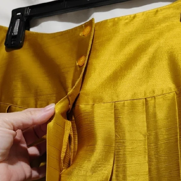 SALE! RARE! Jac Dale Gold Pleated Vintage Midi Skirt - Picture 7 of 10